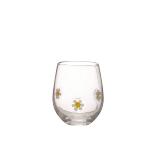 16 oz. Daisy Drinking Glass – White & Yellow