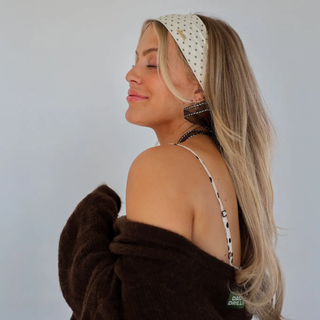 Polka Dot Solf Headband - Cream & Brown // Kaxi