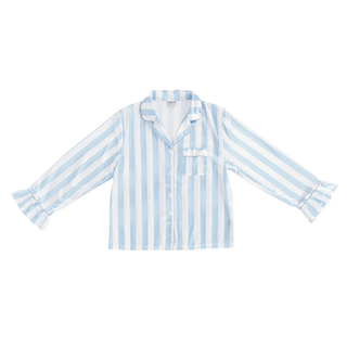 Bluebell Stripe Ruffle Pajama Set - Blue & White