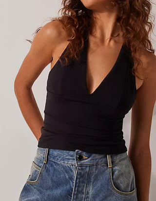 Free People Have It All Halter Top- Black