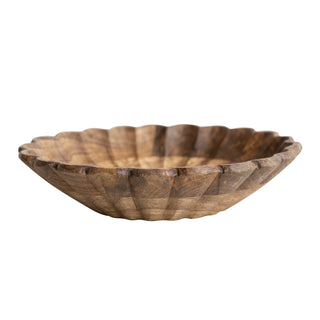Mango Wood Scalloped Bowl – Natural