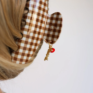 Brown Gingham Tomato Charm Midi Claw // Kaxi