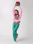 Noel Festive Stripe Boxer Pant - Green | Shiraleah