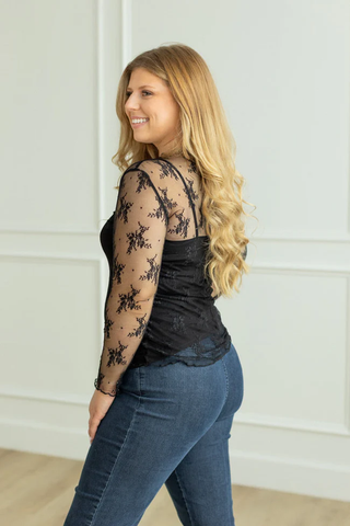 Floral Sheer Layering Top - Black - Moon Ryder