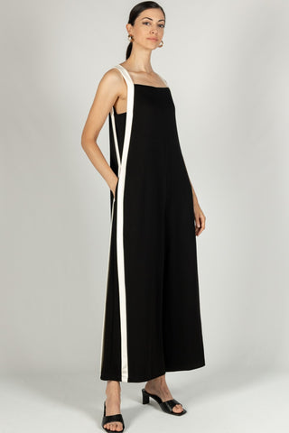 Sloane Contrast Stripe Jumpsuit - Black & Ivory