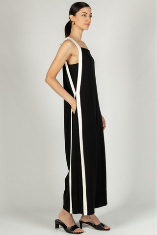 Sloane Contrast Stripe Jumpsuit - Black & Ivory