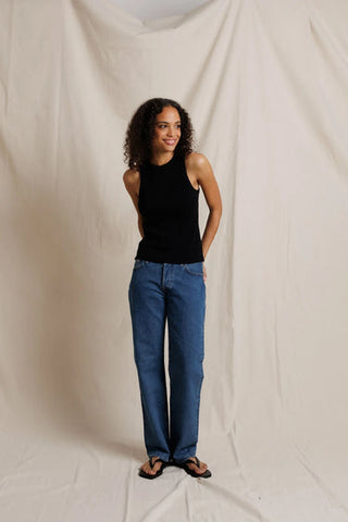 Daphne Heavy Rib High Neck Tank - True Black // Perfect White Tee