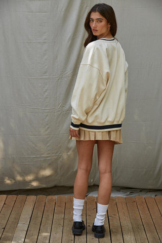 Stripe Hype Oversized Pullover - Cream