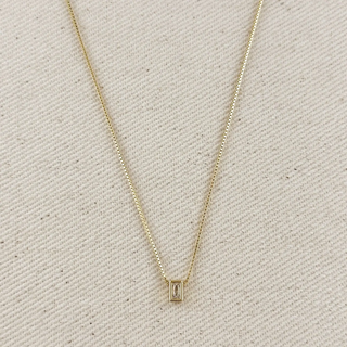 18k Gold Filled Mini Cz Baguette Necklace