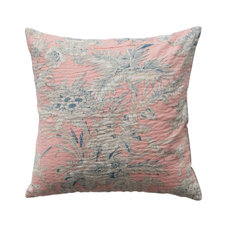 18" Floral Print Square Cotton Pillow