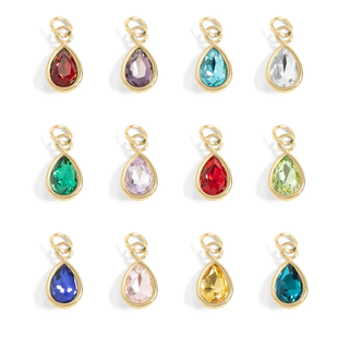 18K Gold Teardrop Birthstone Charm