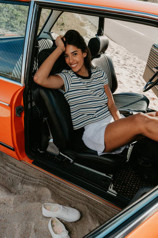 Dawn Cotton Jersey Stripe Tee - Navy/Pacific Stripe // Perfect White Tee