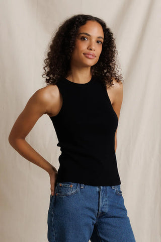 Daphne Heavy Rib High Neck Tank - True Black // Perfect White Tee