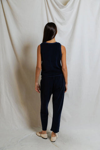 Eliana Loop Terry Pant - Navy // Perfect White tee