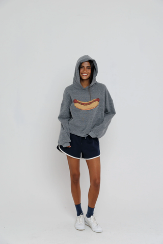 New York Hot Dog Hoodie - Heather Grey // Sunny Somewhere