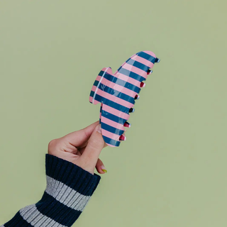 Pink & Blue Striped Oversized Claw // Kaxi