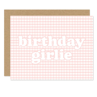 Pink Gingham Birthday Girl Card