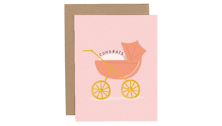 Pink Baby Carriage Greeting Card