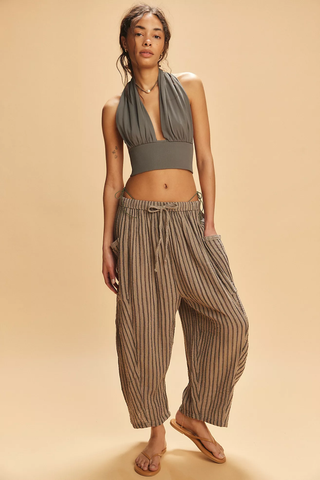 Quinn Striped Pants - Charcoal // Free People