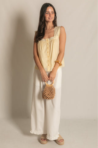 Camille Eyelet Blouse - Butter Yellow