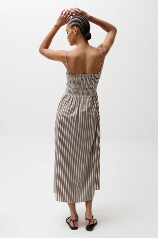 Bianca Shirred Bodice Dress - Java Stripe // Pistola