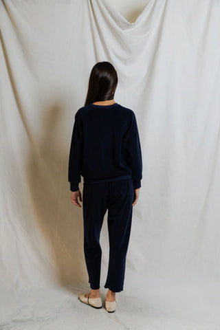 Saylor Loop Terry Sweatshirt - Navy // Perfect White Tee