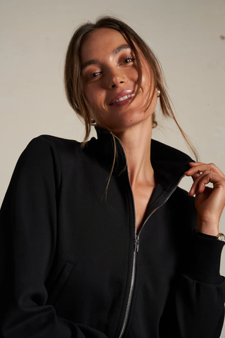 Milana Travel Cropped Track Jacket - True Black // Perfect White Tee