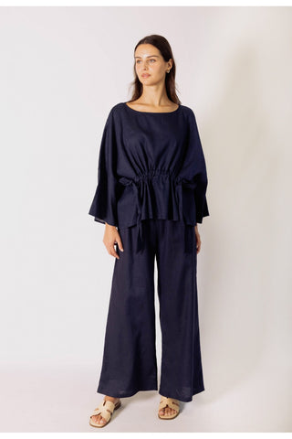 Marina Linen Pant - Navy