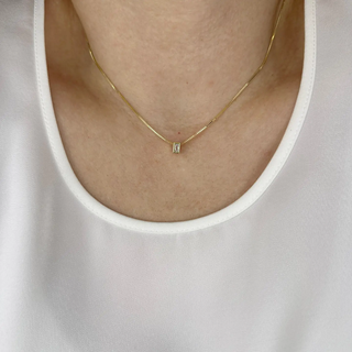 18k Gold Filled Mini Cz Baguette Necklace