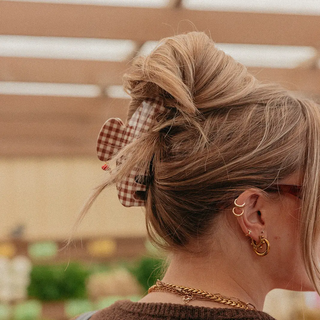 Brown Gingham Tomato Charm Midi Claw // Kaxi