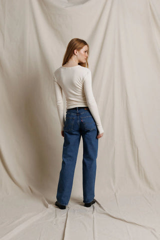 Ivanna Micro Modal Cashmere Rib LS - Natural // Perfect White Tee