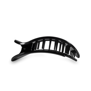 Jet Black Medium Flat Round Hair Clip - Teleties