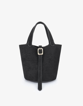 Joya Bucket Mini Faux Suede Purse - Black