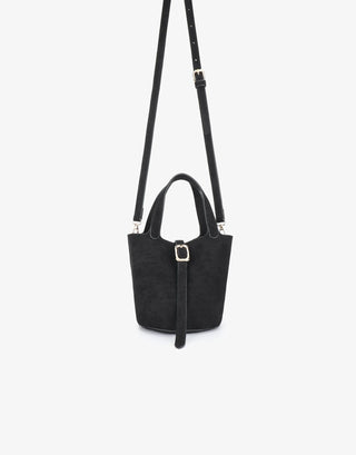 Joya Bucket Mini Faux Suede Purse - Black