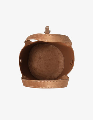 Joya Mini Bucket Purse - Faux Suede - Camel