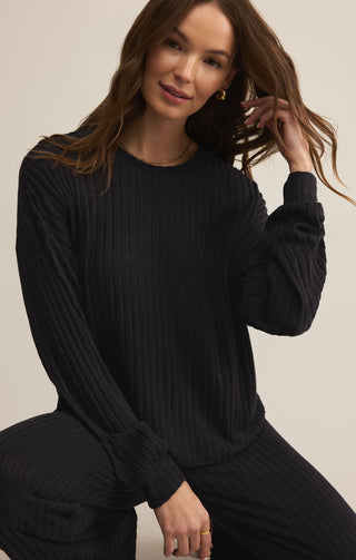 Dawn Smocked Rib Pant / Black Sand / Z Supply