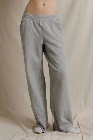 Leni French Terry Pull On Pant - Heather Grey // Perfect White Tee