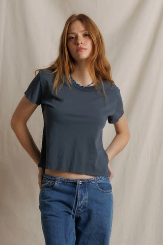 Lisa Recycled Cotton SS Vintage Fitted Crew - Turbulence