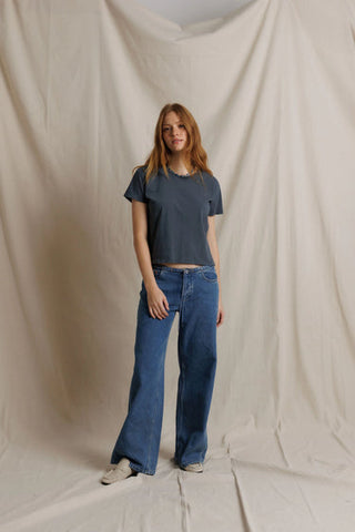 Lisa Recycled Cotton SS Vintage Fitted Crew - Turbulence