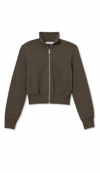 Milana Pureform LS Track Jacket - Dark Olive // Perfect White Tee