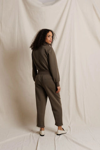 Milana Pureform LS Track Jacket - Dark Olive // Perfect White Tee