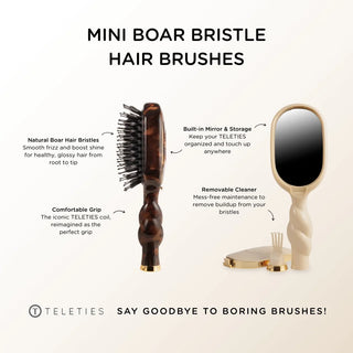 Mini Boar Bristle Hair Brush - Tan // Teleties