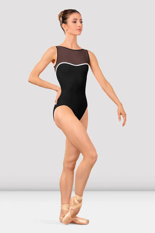 LB5260 Arno Boatneck Mesh Back Leotard - Black
