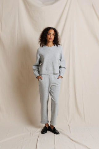 Nell Pureform Raglan LS Sweatshirt - Heather Grey // Perfect White Tee