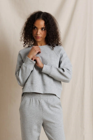 Nell Pureform Raglan LS Sweatshirt - Heather Grey // Perfect White Tee