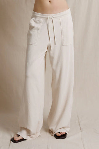 Noa French Terry Pocket Pant w/ Drawcord - Sugar // Perfect White Tee