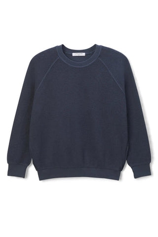 Ziggy Reverse Fleece LS Shrunken Crew - Navy // Perfect White Tee