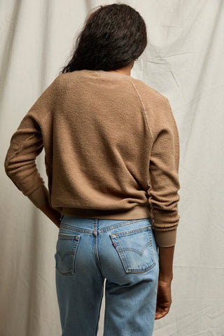 Ziggy Reverse Fleece LS Shrunken Crew - Mocha // Perfect White Tee