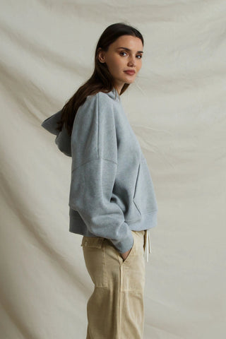 Rory Brushed Heavy Fleece Drop Shoulder Hoodie - Heather Grey // Perfect White Tee