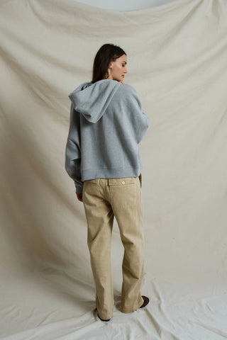 Rory Brushed Heavy Fleece Drop Shoulder Hoodie - Heather Grey // Perfect White Tee